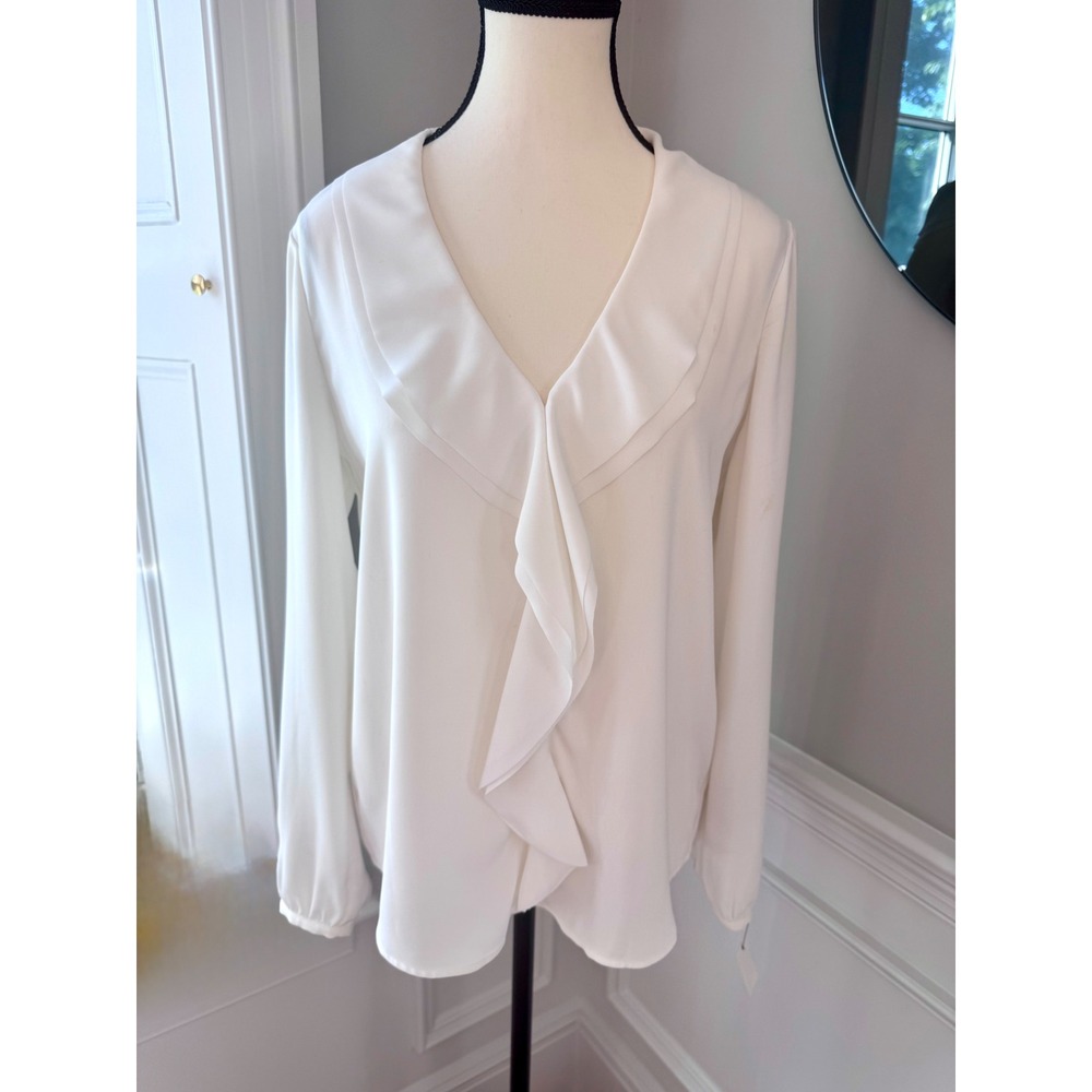 REISS Lolita Ivory Cascading Ruffle Blouse Quiet Luxury Poet Capsule Top 6‎